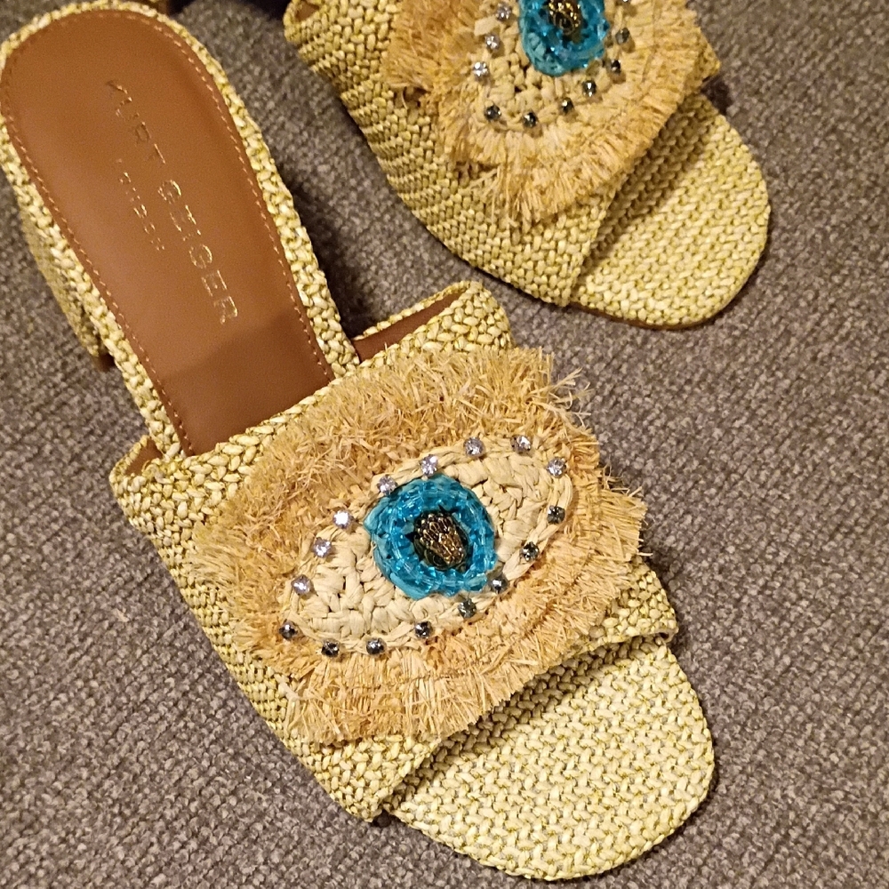 Kurt Geiger Yellow and Blue Embellished Mules - Picture 2 of 5